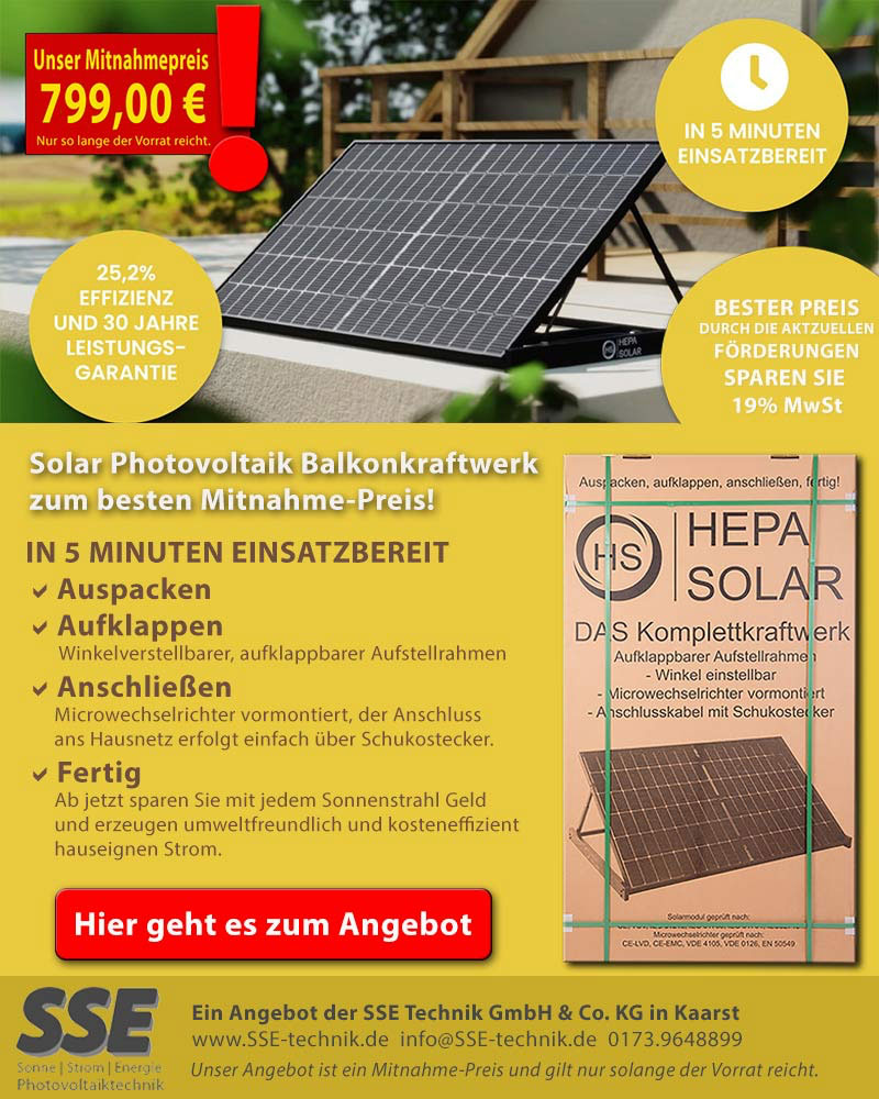 Bestes Preis Angbeot für ein Photovoltaik Solar Balkonkraftwerk